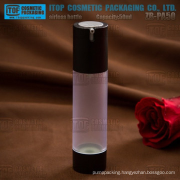 ZB-PA50 50ml slim and tall good quality cylinder round airless 50ml frosted bottle